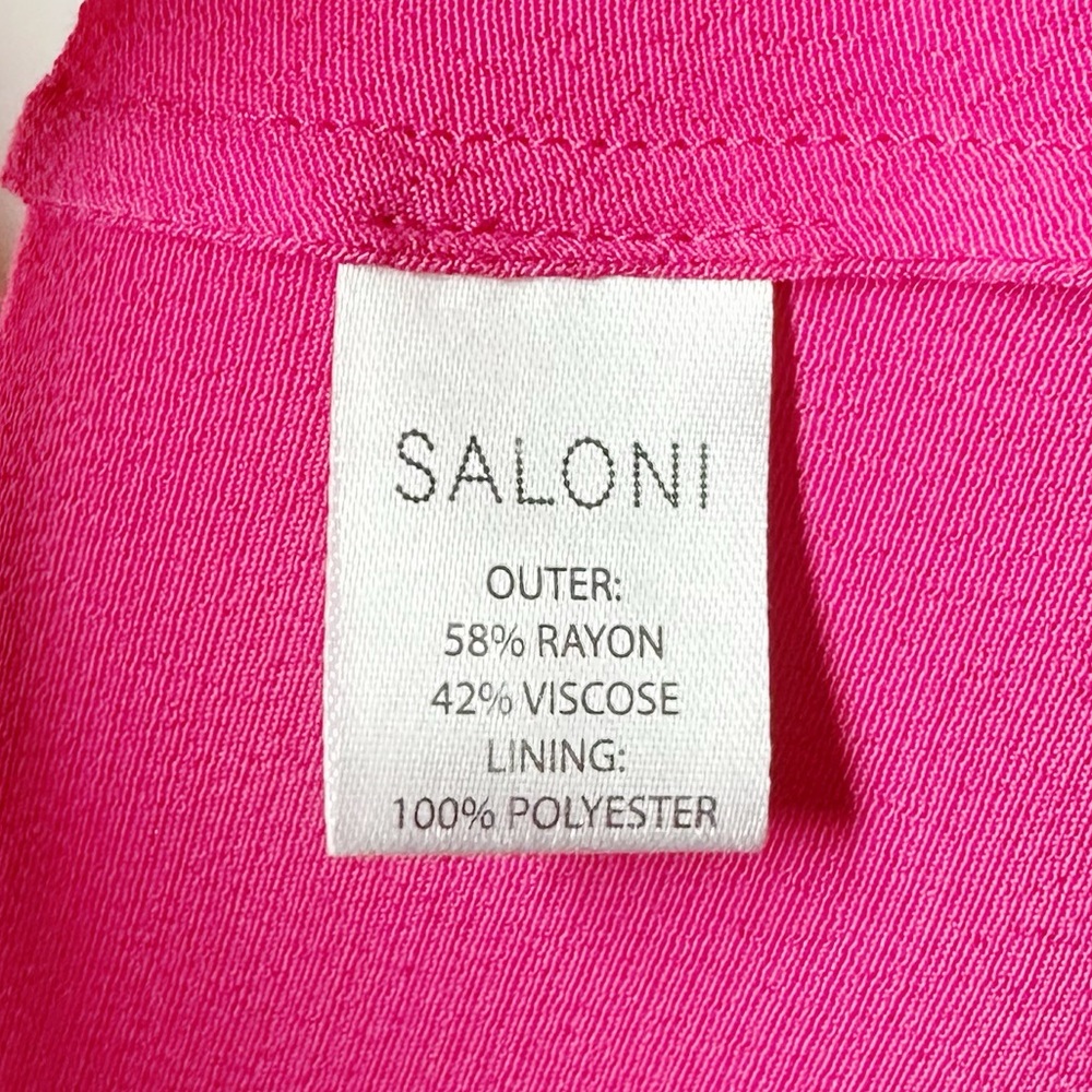 Saloni Lea Colorblock Crepe Maxi Dress Pink Green Size 4 US - Picture 7 of 13